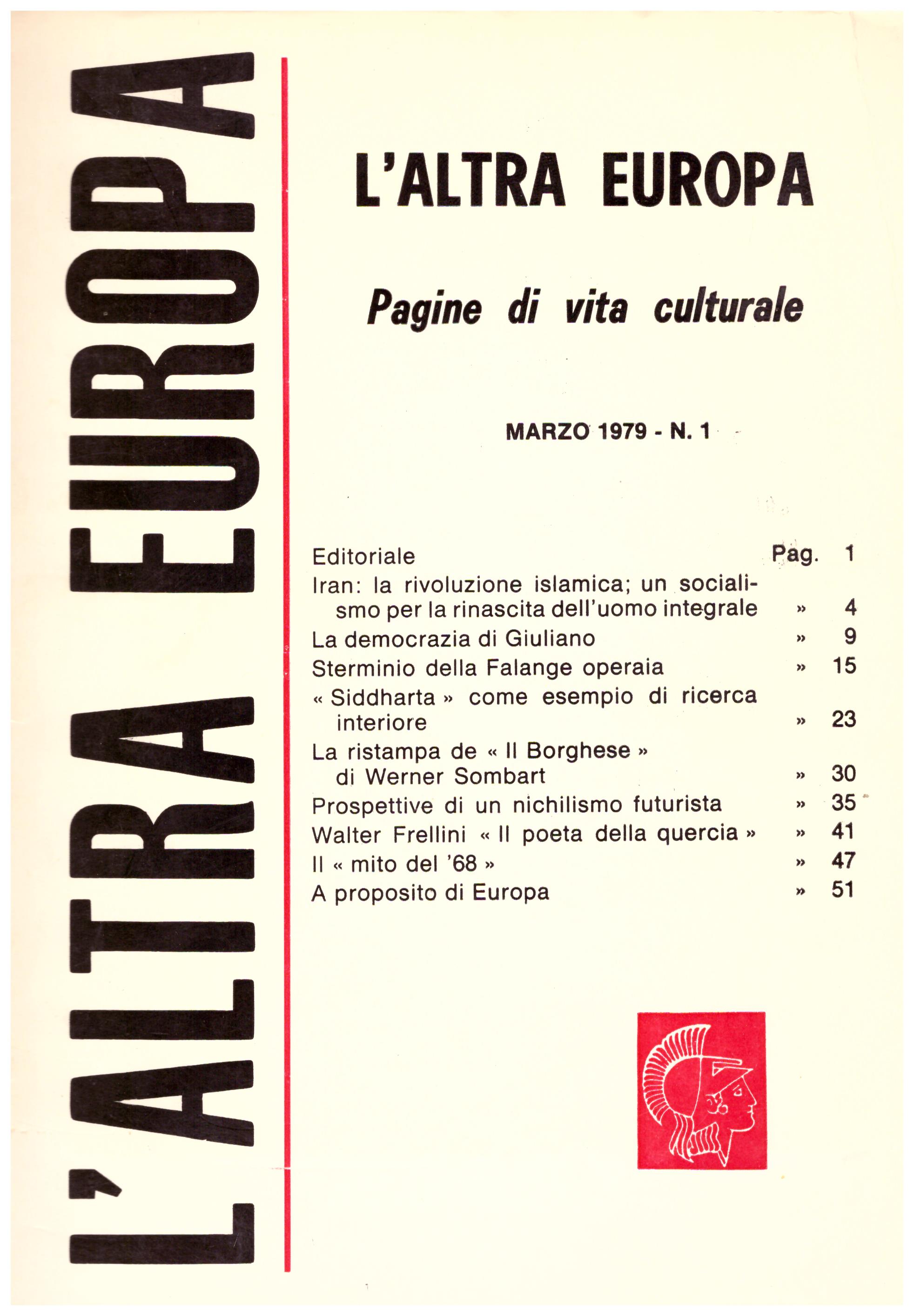  L’altra Europa, pagine di vita culturale. Marzo 1979.